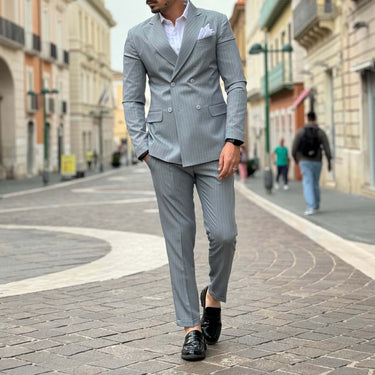 Abito doppiopetto grigio gessato - FLAG STORE